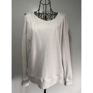 Chaser Womens Cold Shoulder Sweatshirt Light Gray Cotton Linen  Small
